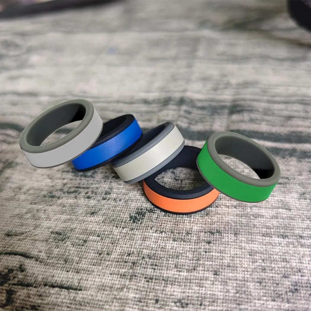 Custom Logo Text Silicone Rings 8mm Two-Tone Removable Ring-Yoga Rings-Christian Jesus Cross Faith Inspirational Rings-Couple Wedding Band Engagement Rings,Size 8-13