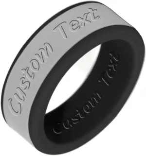Custom Logo Text Silicone Rings 8mm Two-Tone Removable Ring-Yoga Rings-Christian Jesus Cross Faith Inspirational Rings-Couple Wedding Band Engagement Rings,Size 8-13