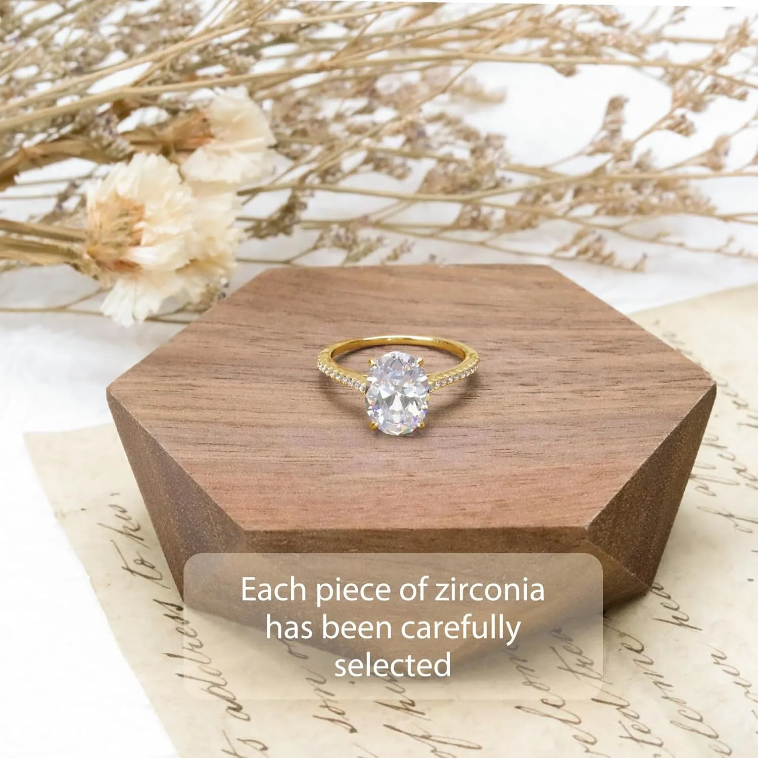 CZ Engagement Rings for Women,Women's Round/Pear/Oval/Cushion/Radiant Cut 925 Sterling Silver Solitaire Wedding Bands Engagement Promise Rings with 18K Yellow Gold Plated 1.5/2/3/4/5CT