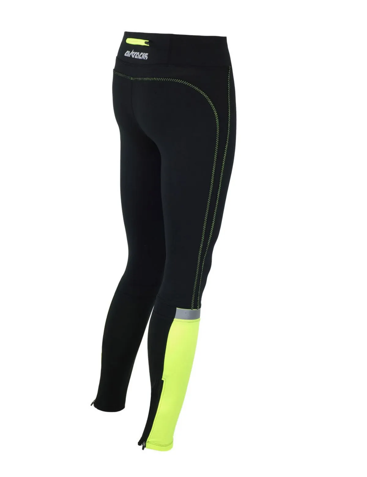 Damen Laufhose Tight Lang Neon