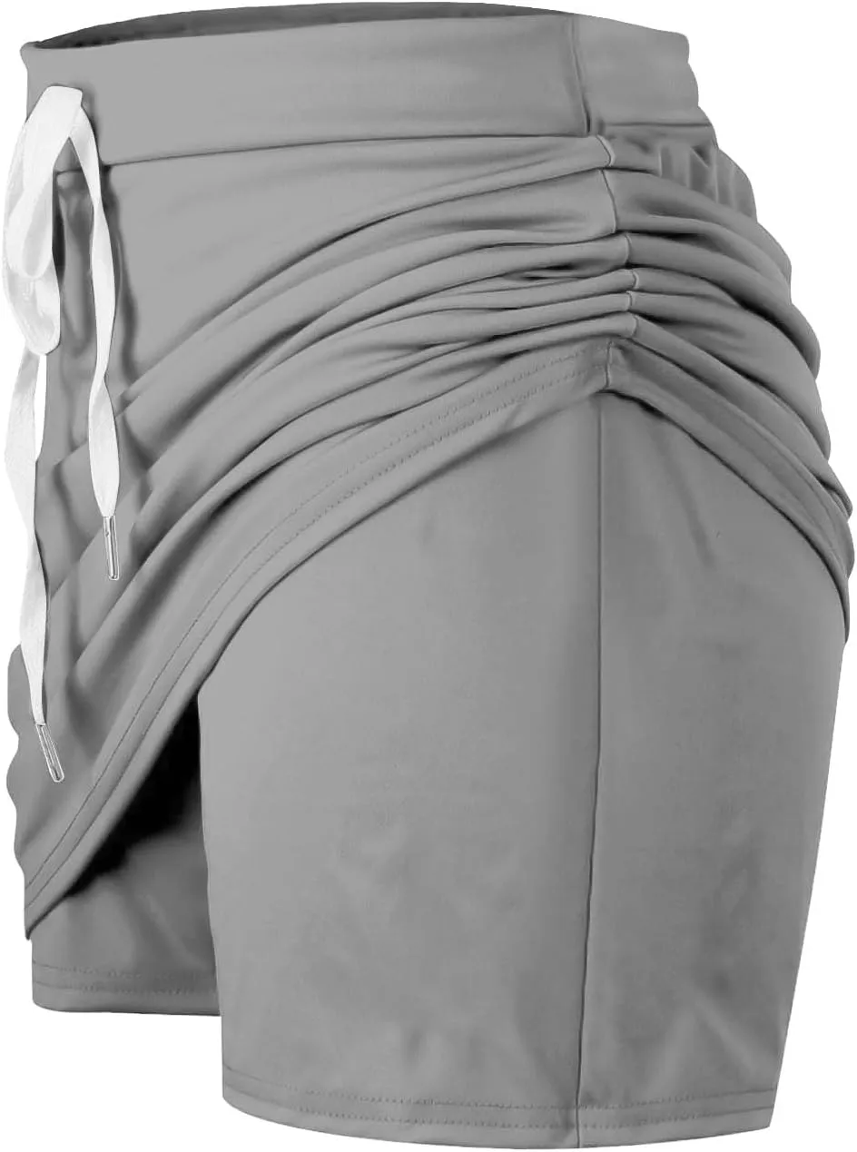 DDAPJ pyju Tennis Skirts for Women Summer Drawstring High Waisted Golf Skorts Running Athletic Skorts for Pickleball Casual