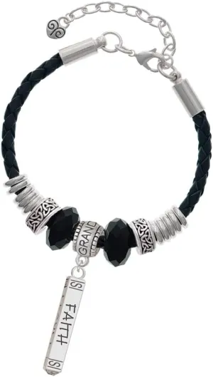 Delight Jewelry Believe Faith Prayer Hope Bar - Granddaughter Celtic Knot Leather Bead Bracelet, 7" 2" Extender