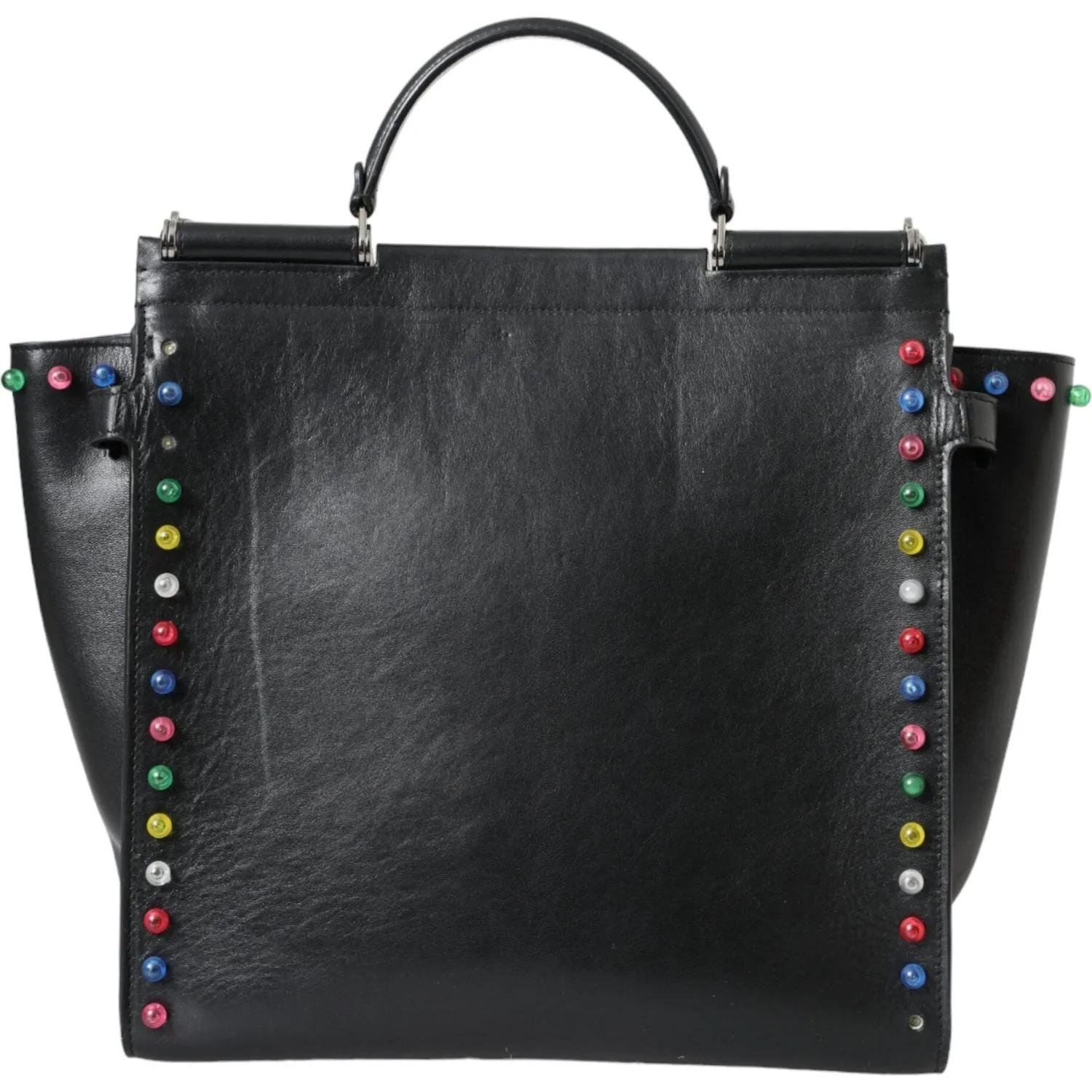 Dolce & Gabbana Black SICILY Leather LED Top Handle Shoulder Bag