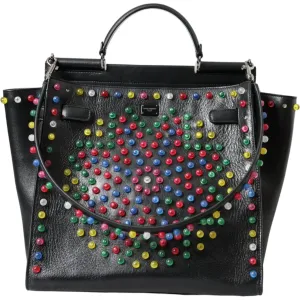 Dolce & Gabbana Black SICILY Leather LED Top Handle Shoulder Bag