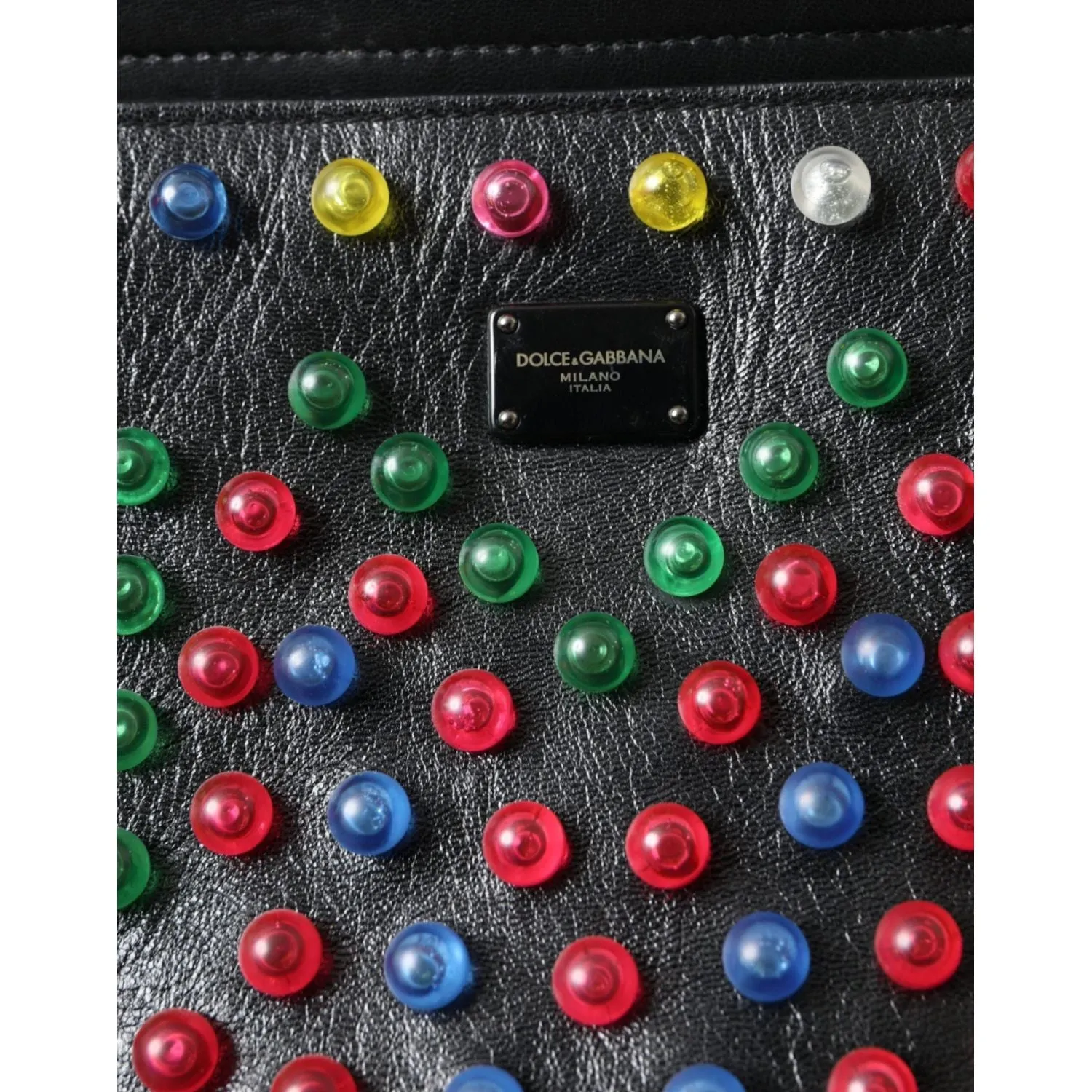 Dolce & Gabbana Black SICILY Leather LED Top Handle Shoulder Bag