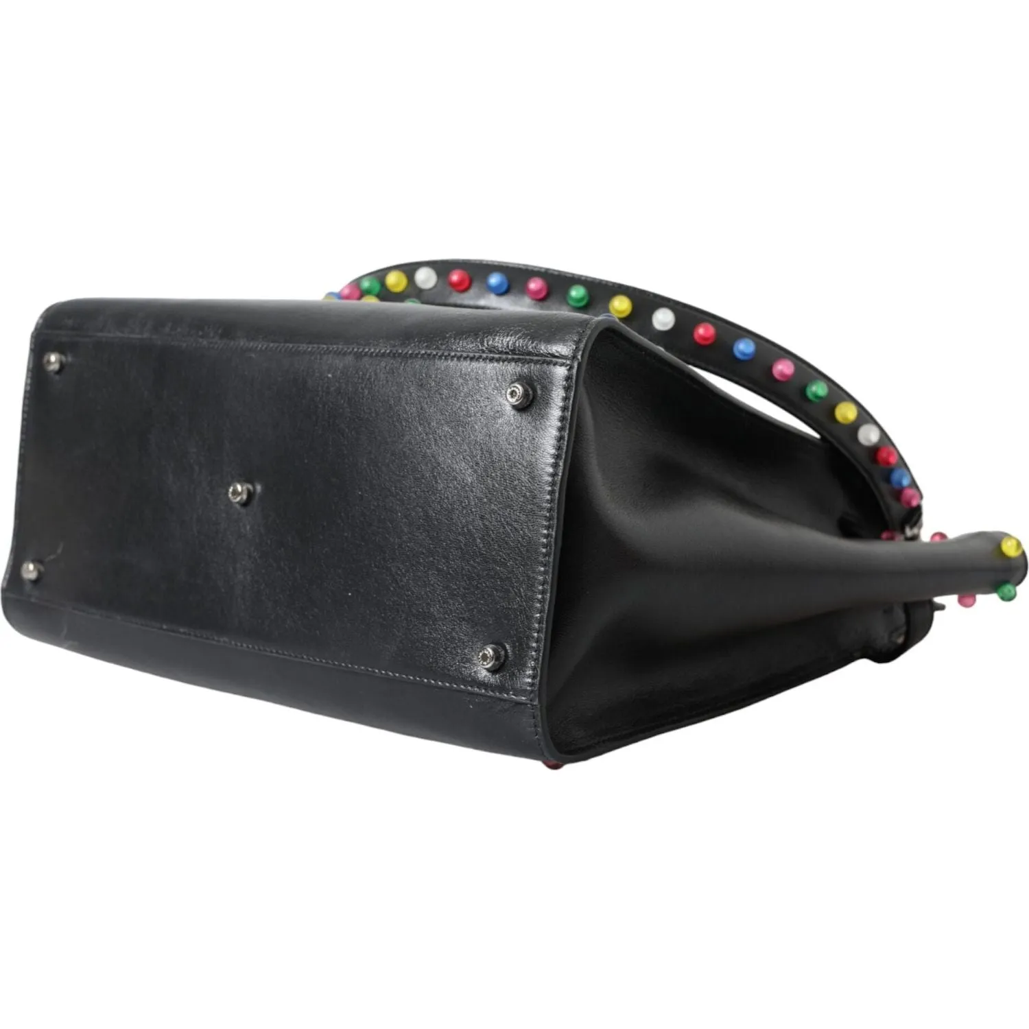Dolce & Gabbana Black SICILY Leather LED Top Handle Shoulder Bag