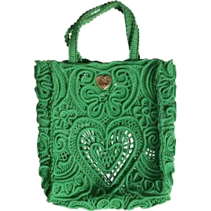 Dolce & Gabbana Green Small Cordonetto Lace Beatrice Tote Bag