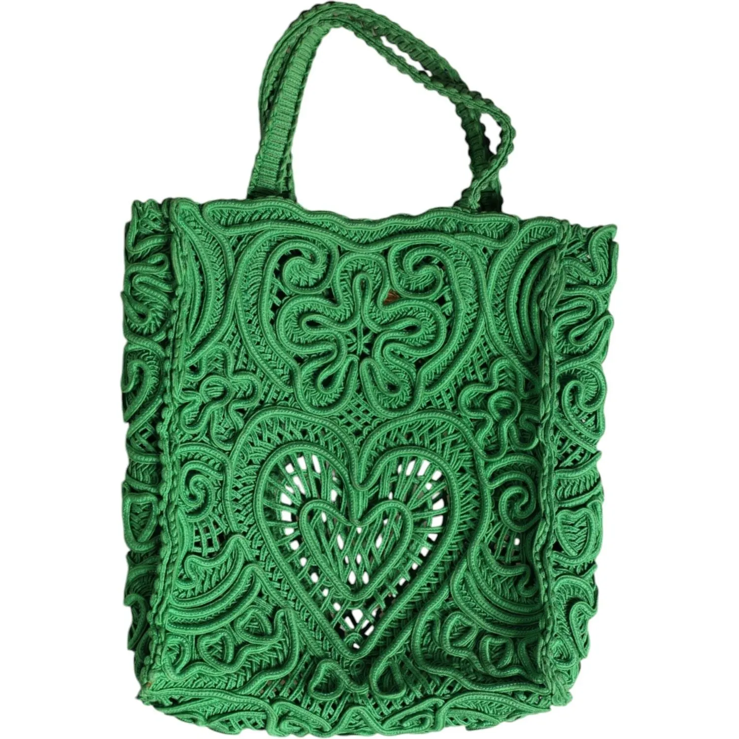 Dolce & Gabbana Green Small Cordonetto Lace Beatrice Tote Bag