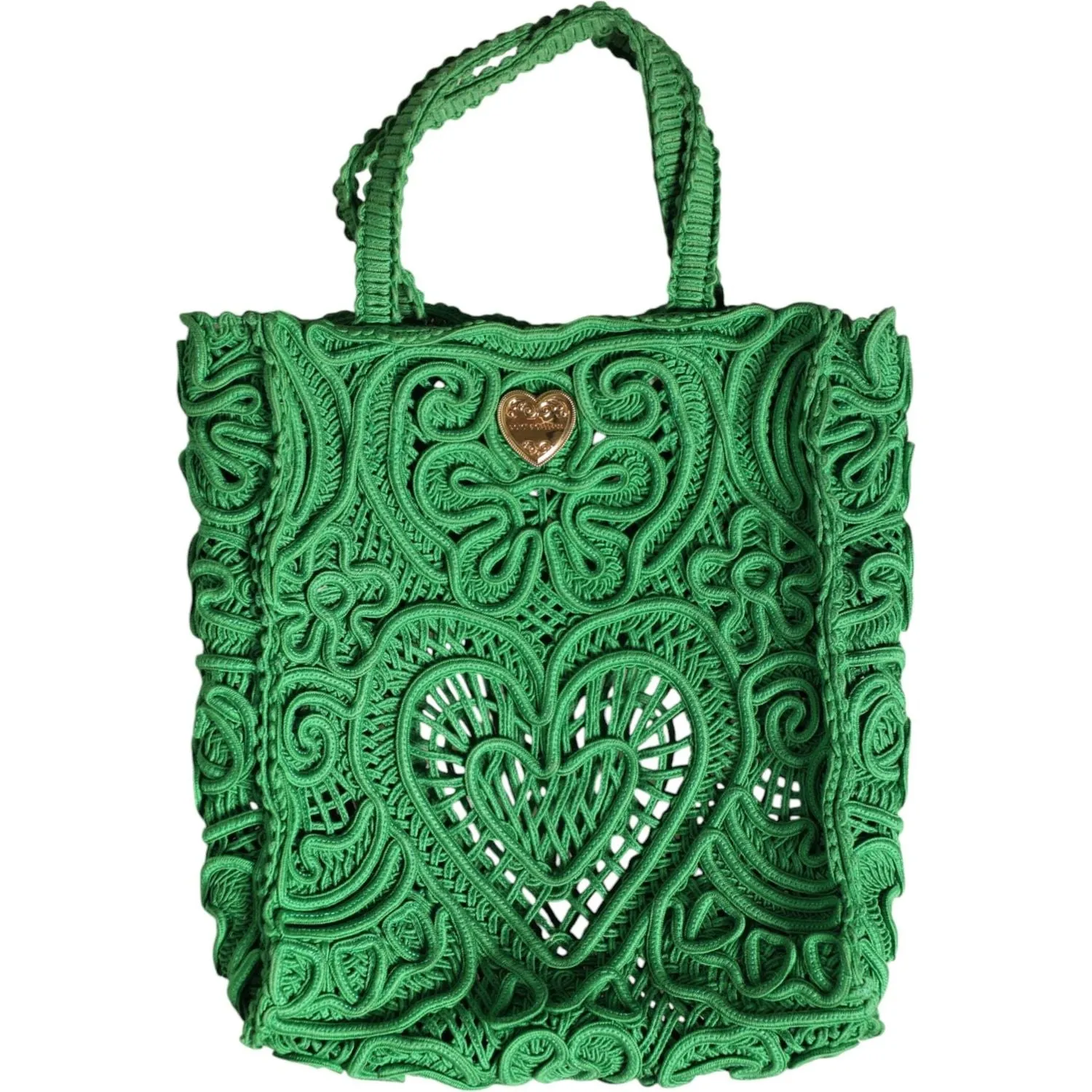 Dolce & Gabbana Green Small Cordonetto Lace Beatrice Tote Bag