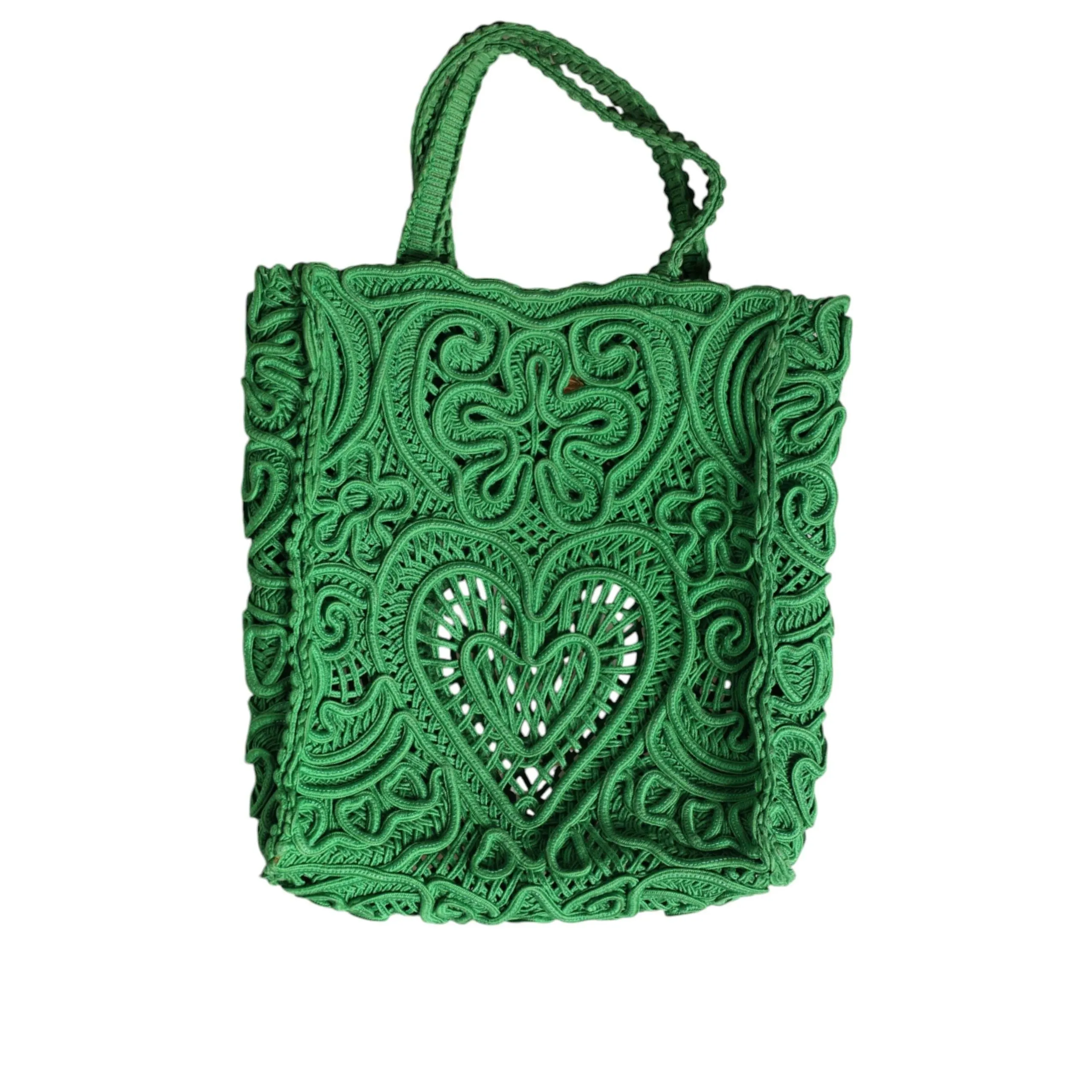 Dolce & Gabbana Green Small Cordonetto Lace Beatrice Tote Bag