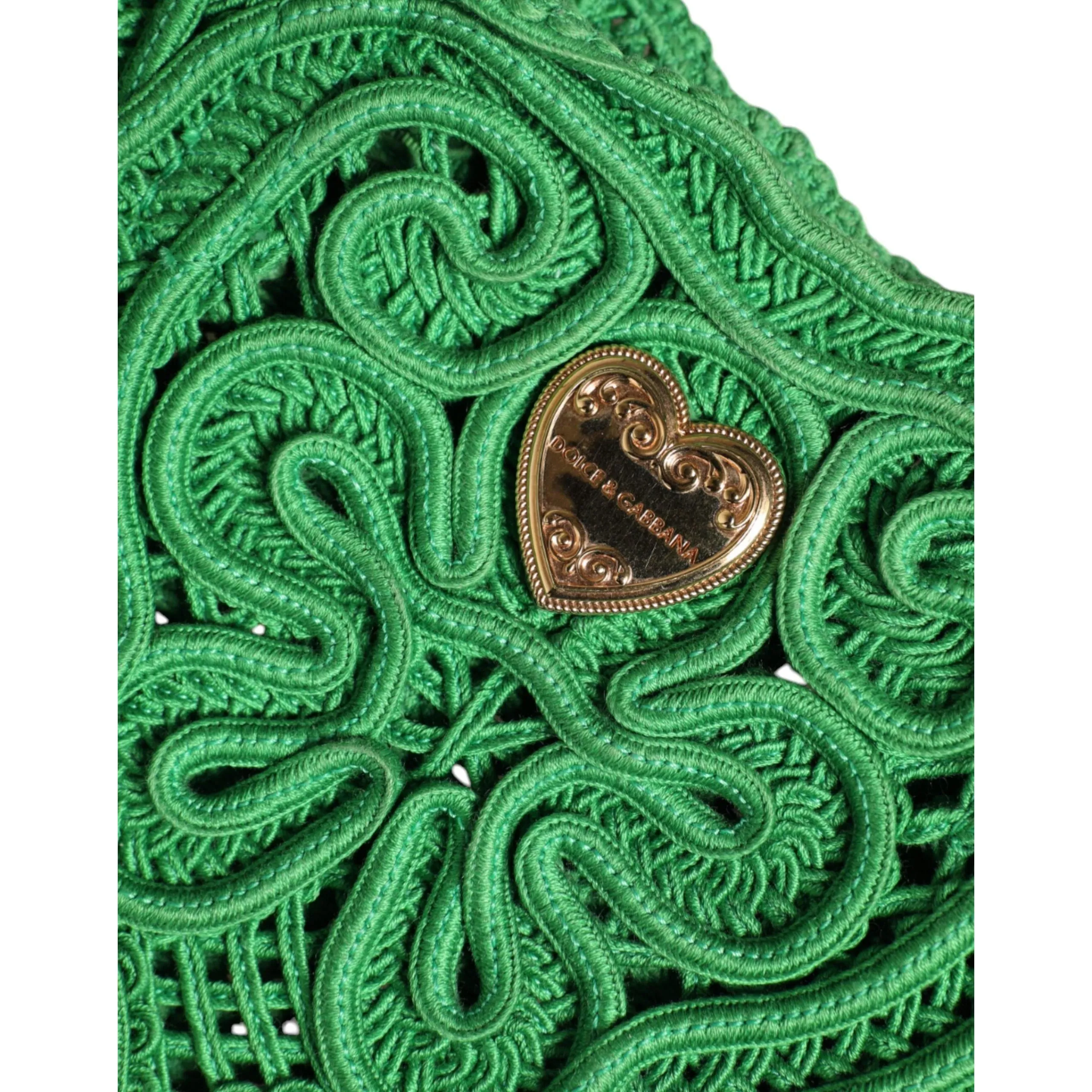 Dolce & Gabbana Green Small Cordonetto Lace Beatrice Tote Bag