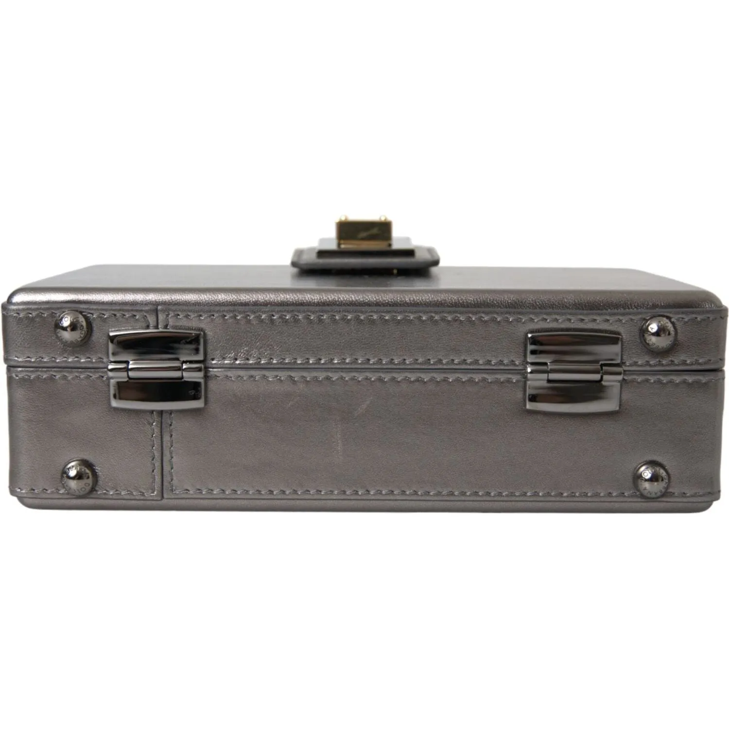 Dolce & Gabbana Metallic Gray Calfskin Leather DG BOX Shoulder Bag