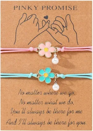 DOYYCA Friendship Bracelets Matching Flower Best Friend Bracelet Gifts for 2 Girls Women BFF