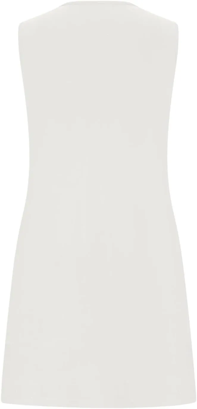 Dresses for Women 2025 Casual Crew Neck Sleeveless Tunic Dress Cute Solid Color Bow tie A Line Mini Dresses