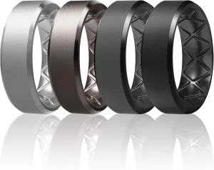 Egnaro Silicone Ring For Men 9mm Wide 2.5mm Thick, Rubber Wedding Bands Ergonomic Breathable Design, Flexible Engagement Rings