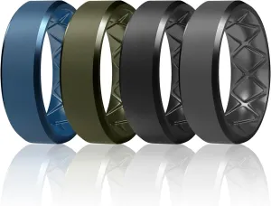 Egnaro Silicone Ring For Men 9mm Wide 2.5mm Thick, Rubber Wedding Bands Ergonomic Breathable Design, Flexible Engagement Rings