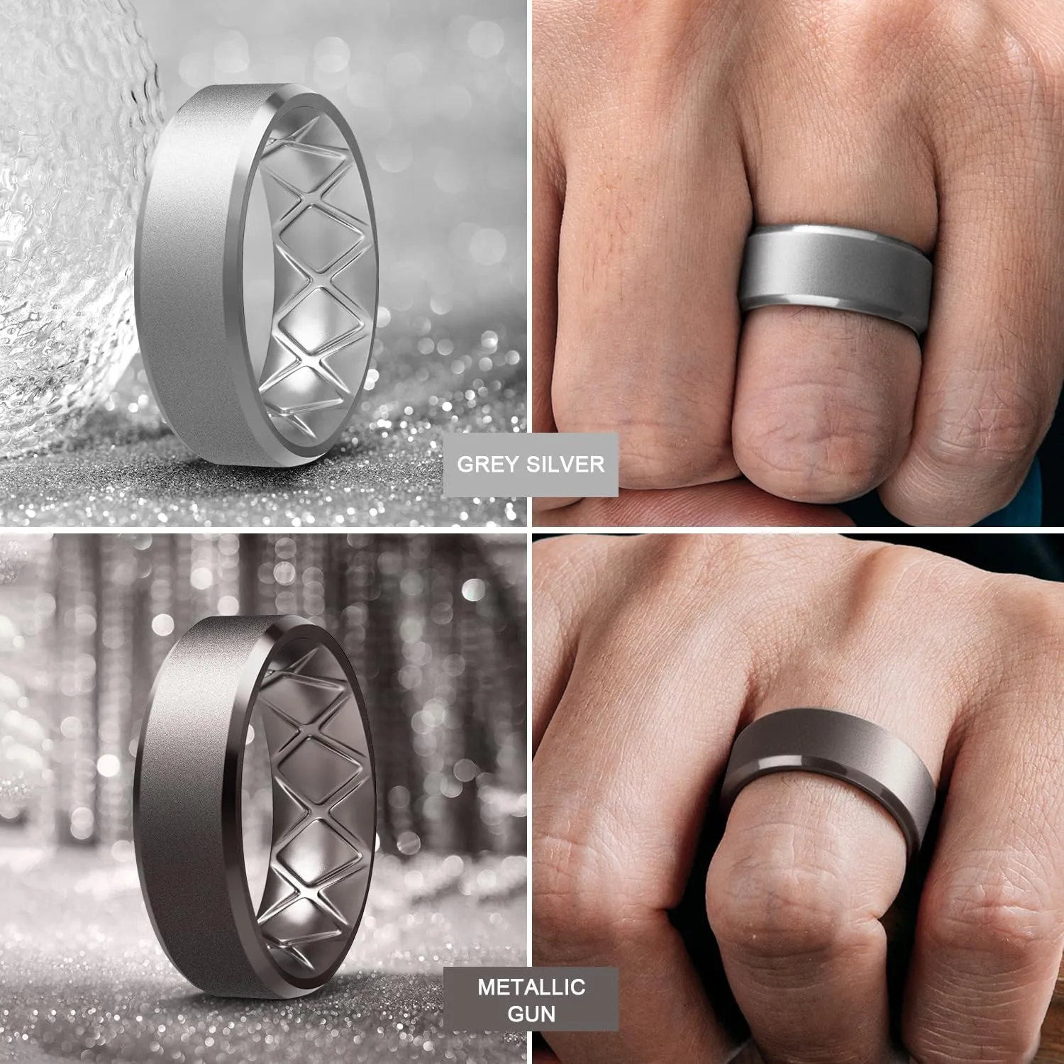 Egnaro Silicone Ring For Men 9mm Wide 2.5mm Thick, Rubber Wedding Bands Ergonomic Breathable Design, Flexible Engagement Rings