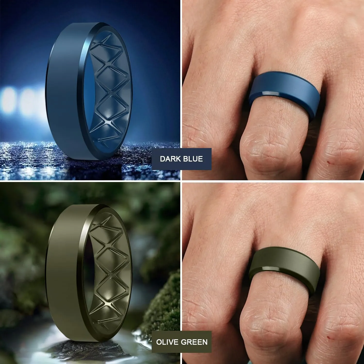 Egnaro Silicone Ring For Men 9mm Wide 2.5mm Thick, Rubber Wedding Bands Ergonomic Breathable Design, Flexible Engagement Rings