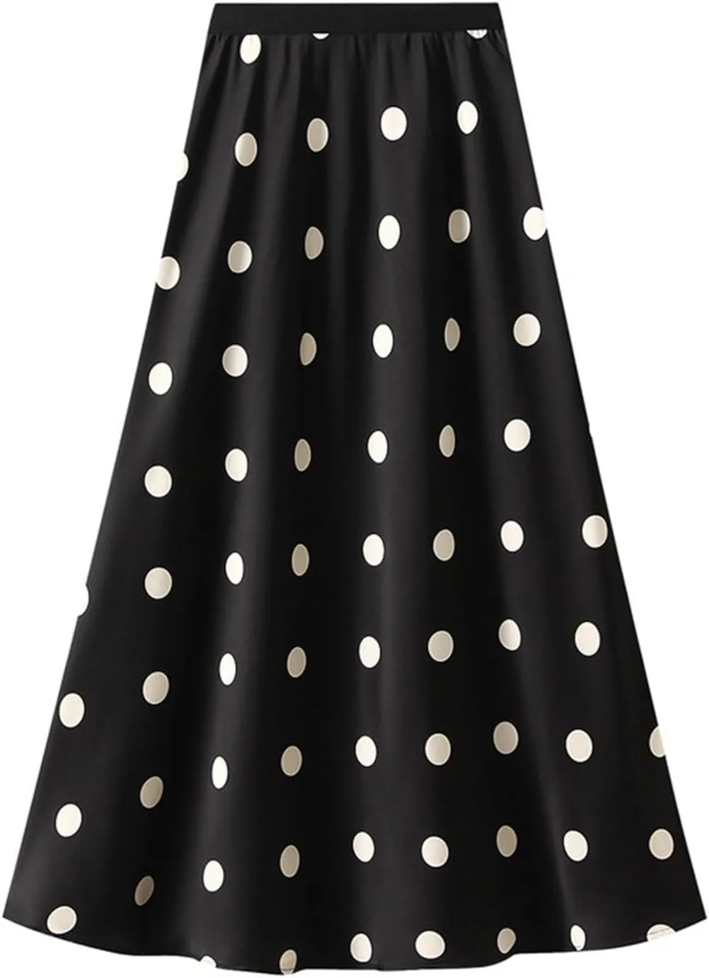 Elegant Midi Skirts for Women Casual Polka Dot Print High Waist Pleated Skirt Trendy Formal Business A-Line Skirt
