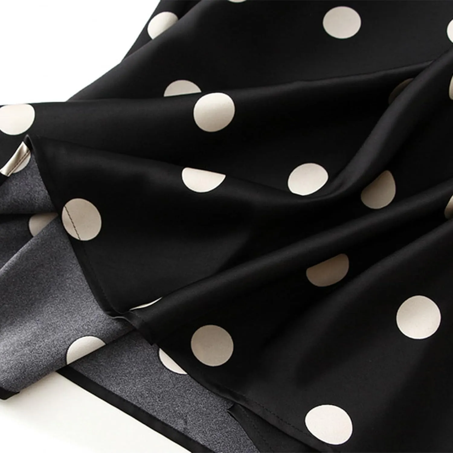 Elegant Midi Skirts for Women Casual Polka Dot Print High Waist Pleated Skirt Trendy Formal Business A-Line Skirt