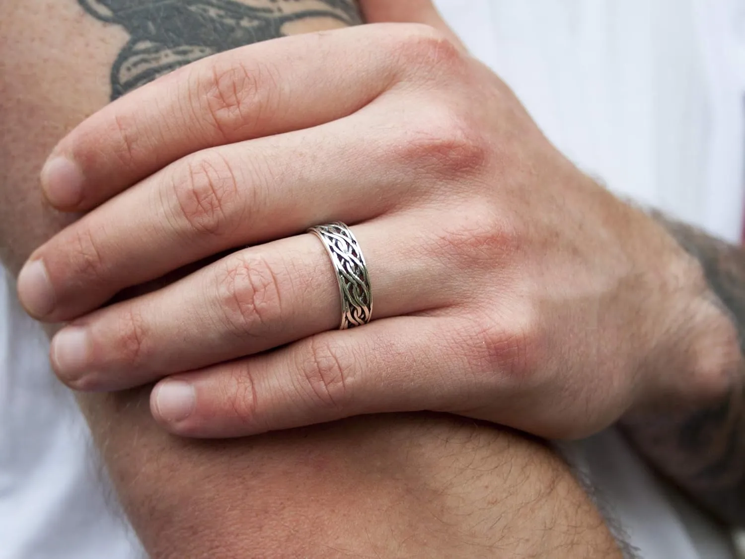 Endless Irish Celtic Knot Ring - 925 Sterling Silver - Eternity Love Viking Wedding Bands - Unisex Woven Braided Rope Thumb Rings - Norse Nordic Jewelry for Men Women