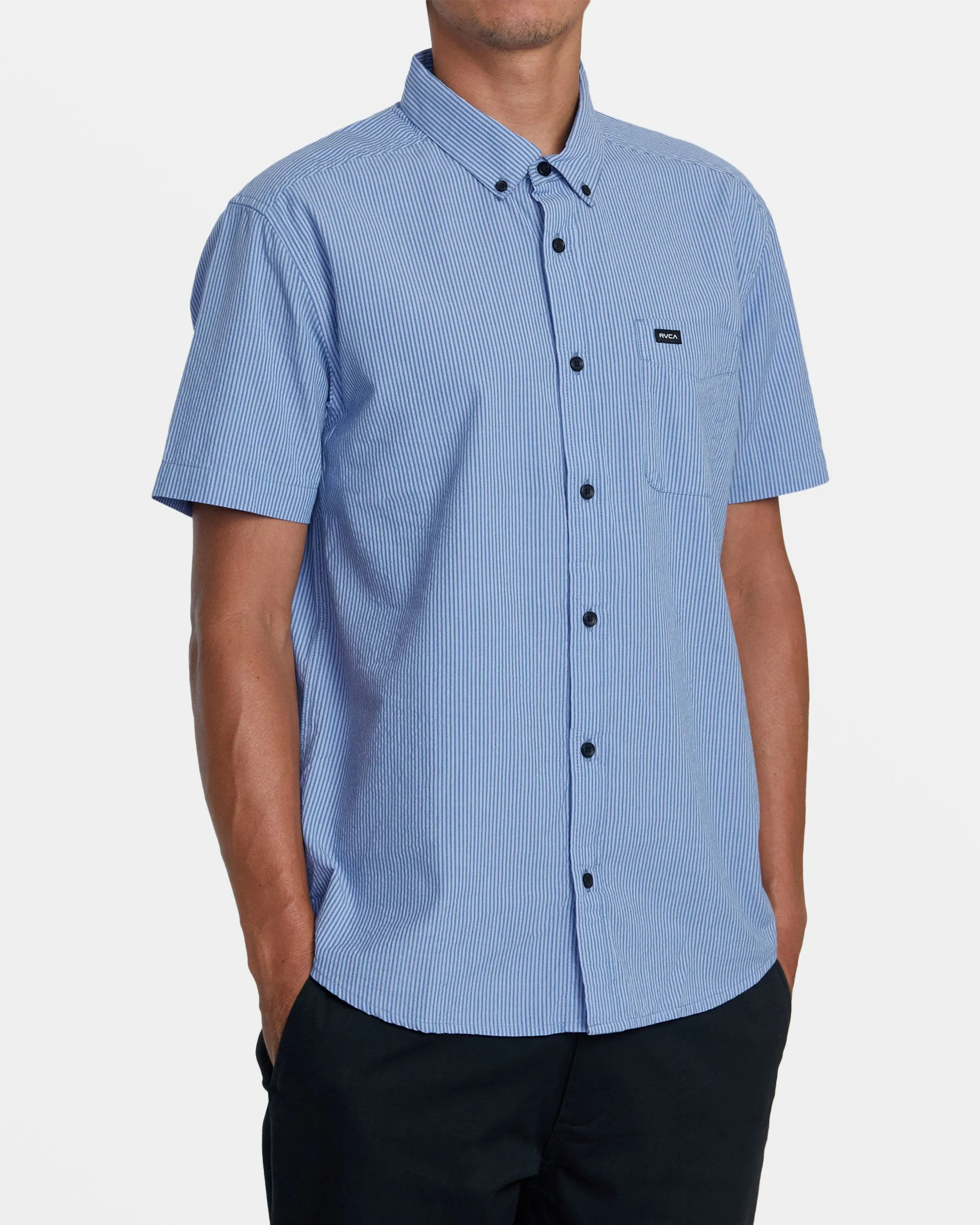 Endless Seersucker Short Sleeve Shirt - Cool Blue