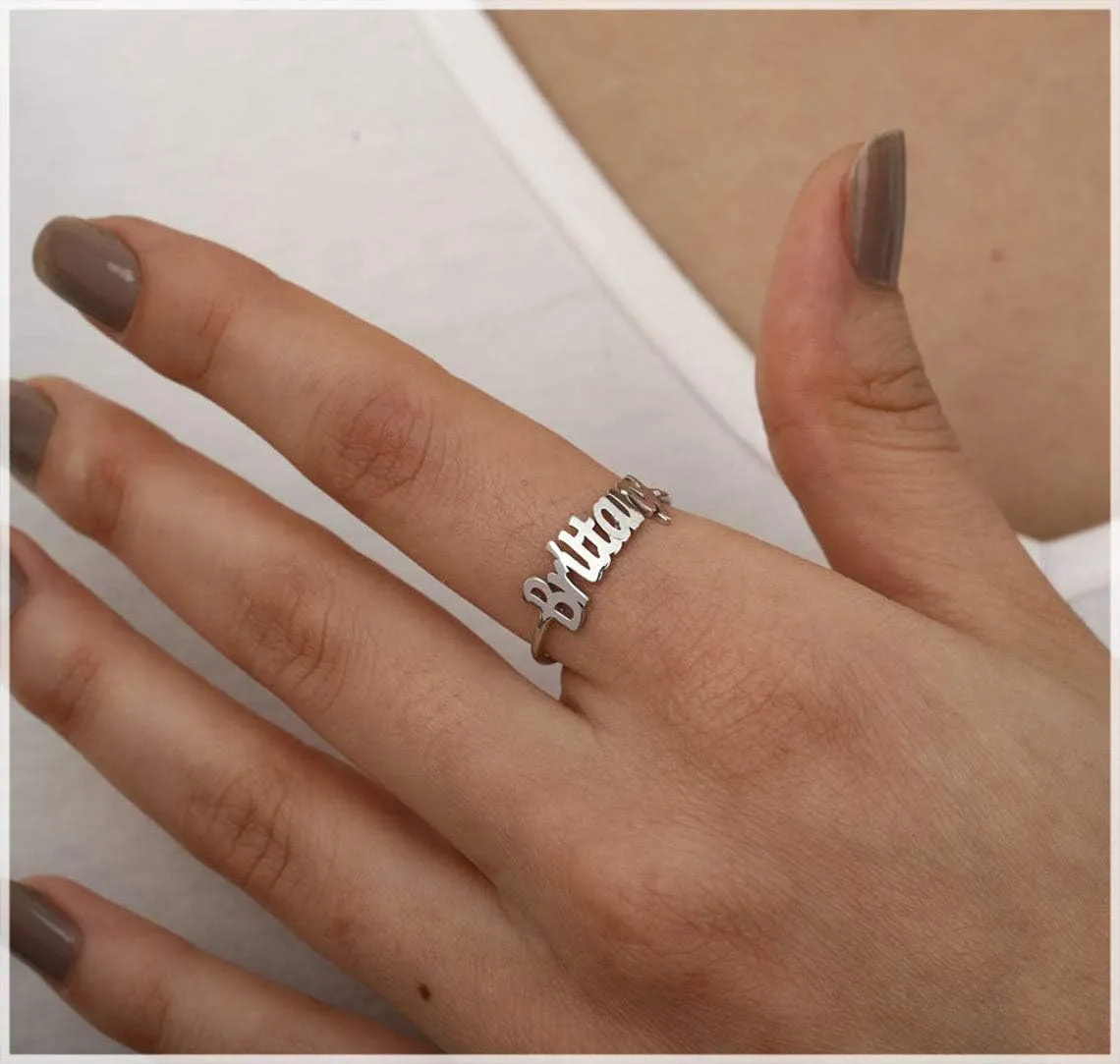 EVER2000 Personalized Name Rings for Women Sterling Silver Custom Name Rings Personalized with Name Customize Finger Ring for Engagement Wedding Christmas Gift