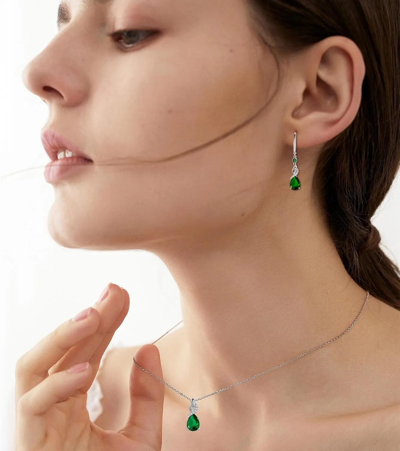 FANCIME Teardrop Dangle Drop Earrings 925 Sterling Silver Pear Gemstone Birthstone Earring Fine Jewelry Birthday Gifts for Women