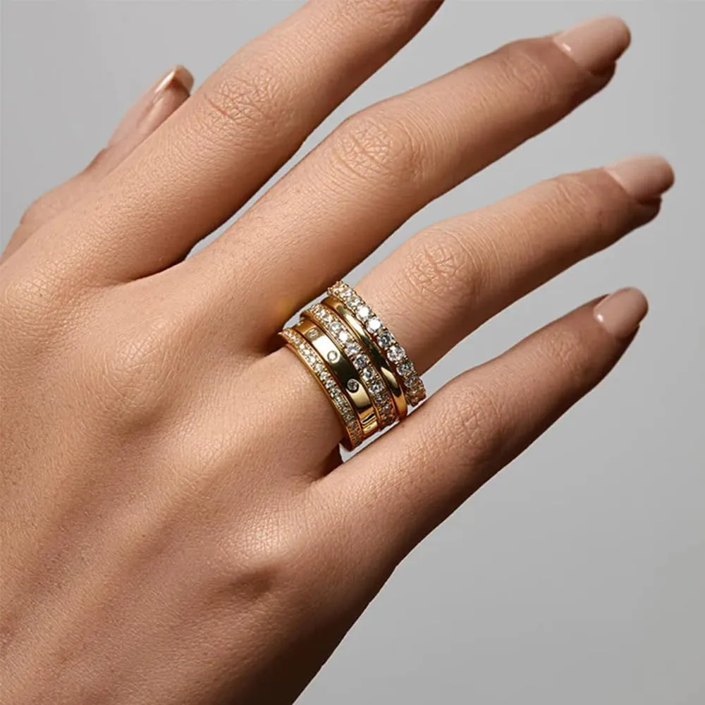 FAXHION Gold Rings for Women Non Tarnish, 14k Gold Plated Dainty Stacking Cubic Zirconia Thumb Rings, Gold Knuckle Women Rings Set Jewelry Size 5-10