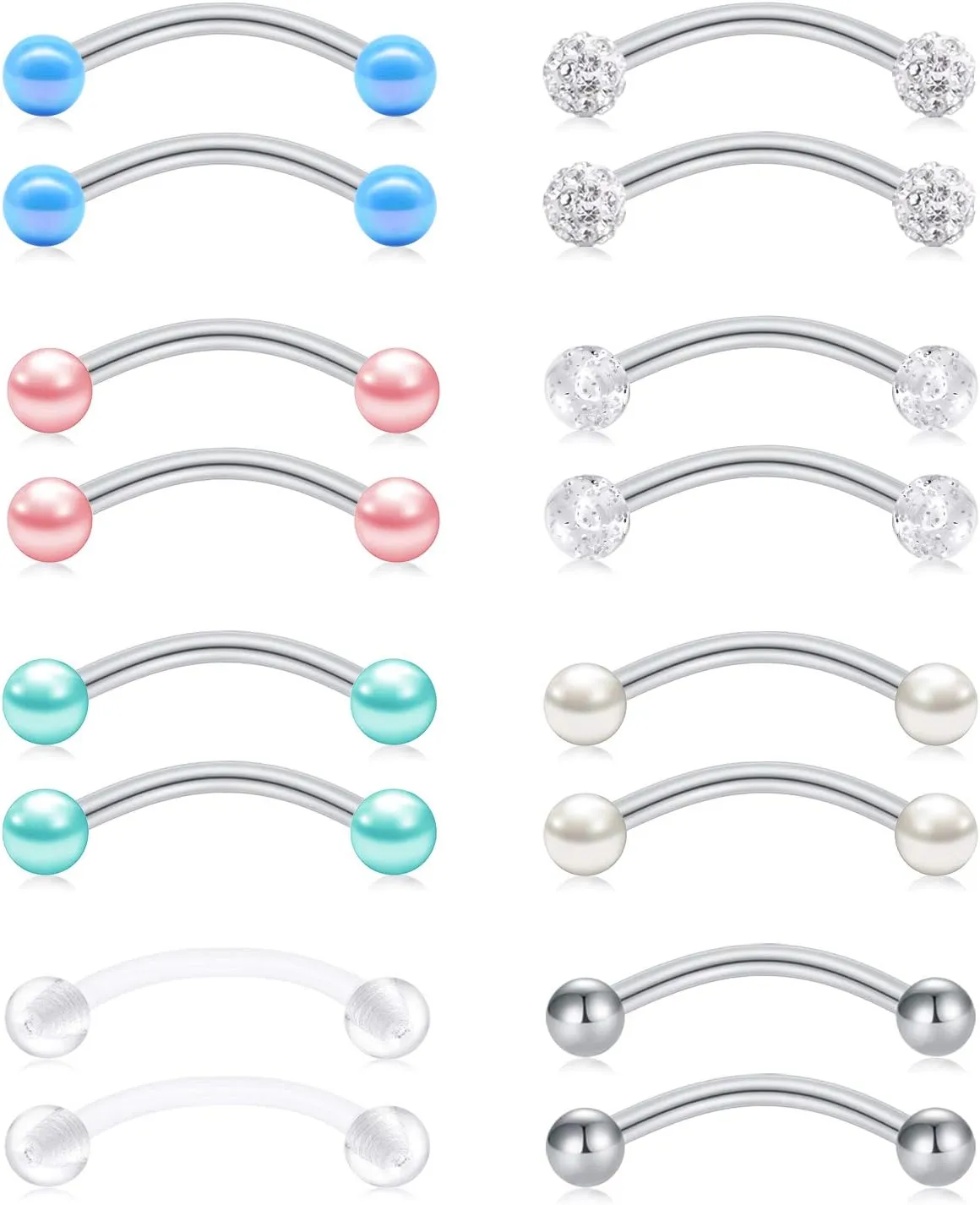 FECTAS 14g Stainless steel Nipple Rings Curved Barbell Piercing Jewelry Petite Belly Button Rings Curved Barbells for Women Men
