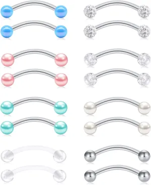FECTAS 14g Stainless steel Nipple Rings Curved Barbell Piercing Jewelry Petite Belly Button Rings Curved Barbells for Women Men