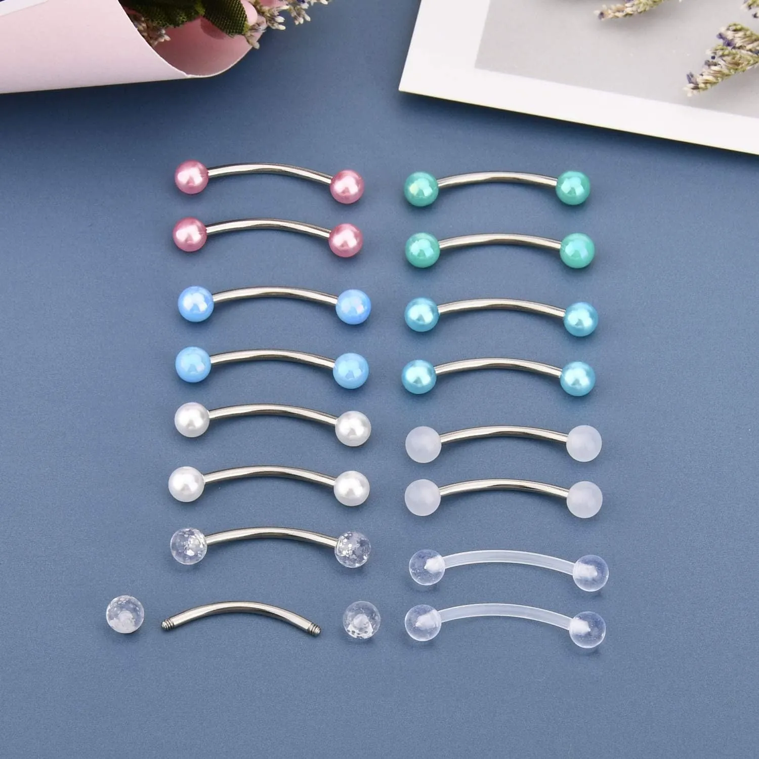 FECTAS 14g Stainless steel Nipple Rings Curved Barbell Piercing Jewelry Petite Belly Button Rings Curved Barbells for Women Men