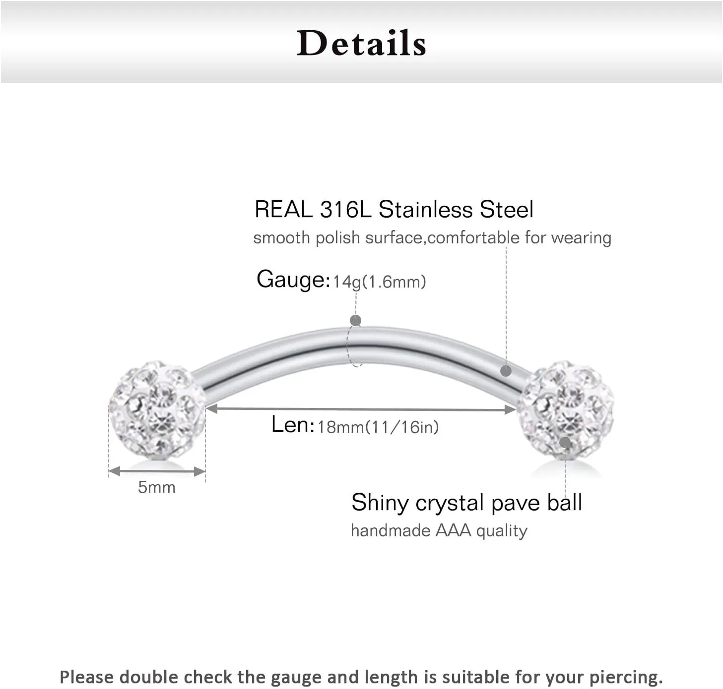 FECTAS 14g Stainless steel Nipple Rings Curved Barbell Piercing Jewelry Petite Belly Button Rings Curved Barbells for Women Men