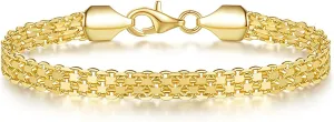 FEGER 14K Gold Mesh Chain Bracelet for Women and Men Dainty Gold Bracelets Gift for Women(6.5''-8.5'')