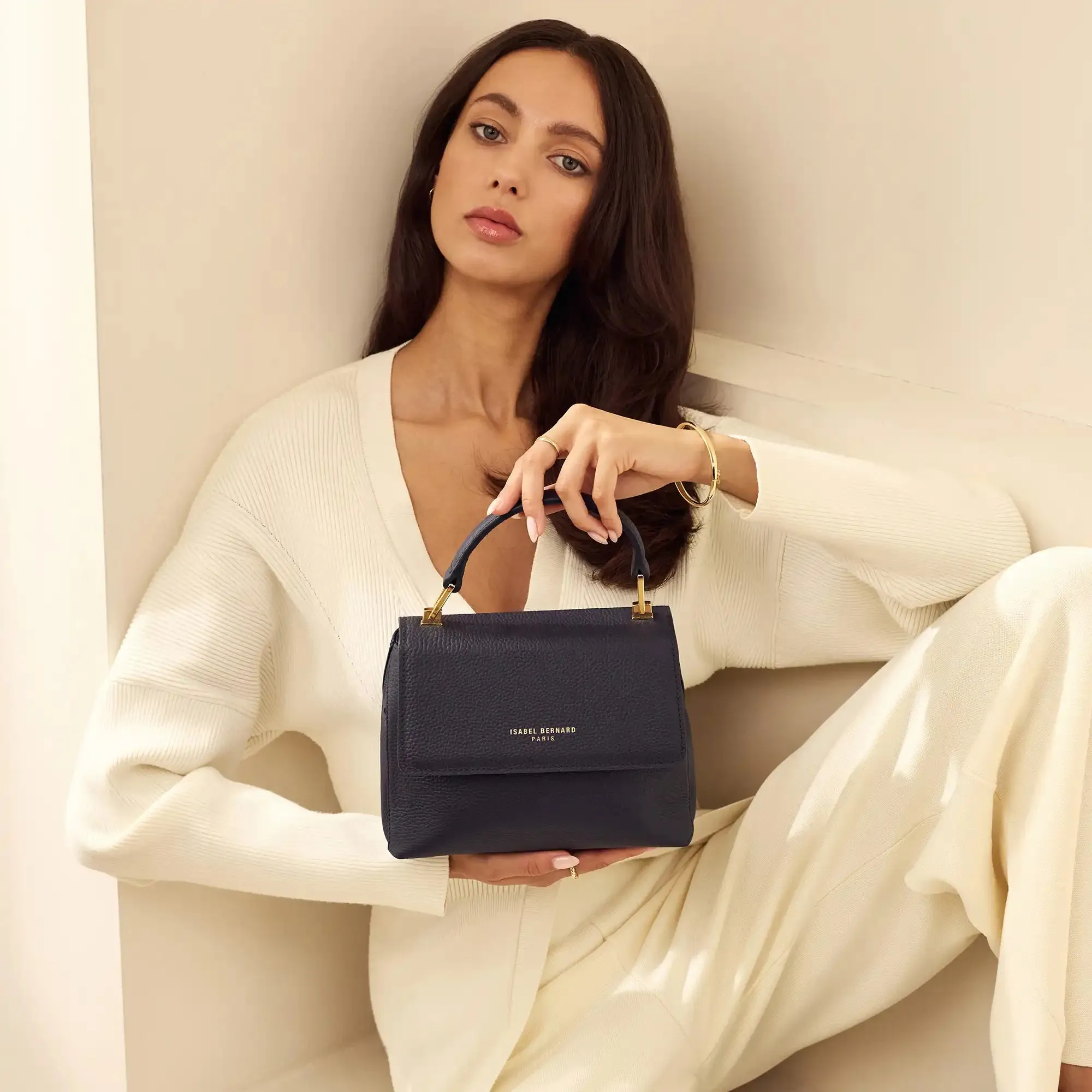 Femme Forte Heline blue calfskin leather handbag