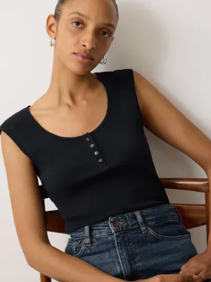 Fine Cotton Baby Henley | Navy