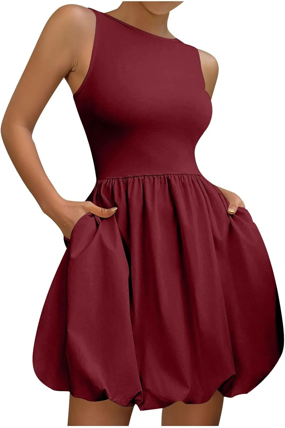 Finelylove Summer Dresses for Women 2025 Tube Strapless Mini Dress Off Shoulder Smocked A Line Ruffle Flowy Party Dresses