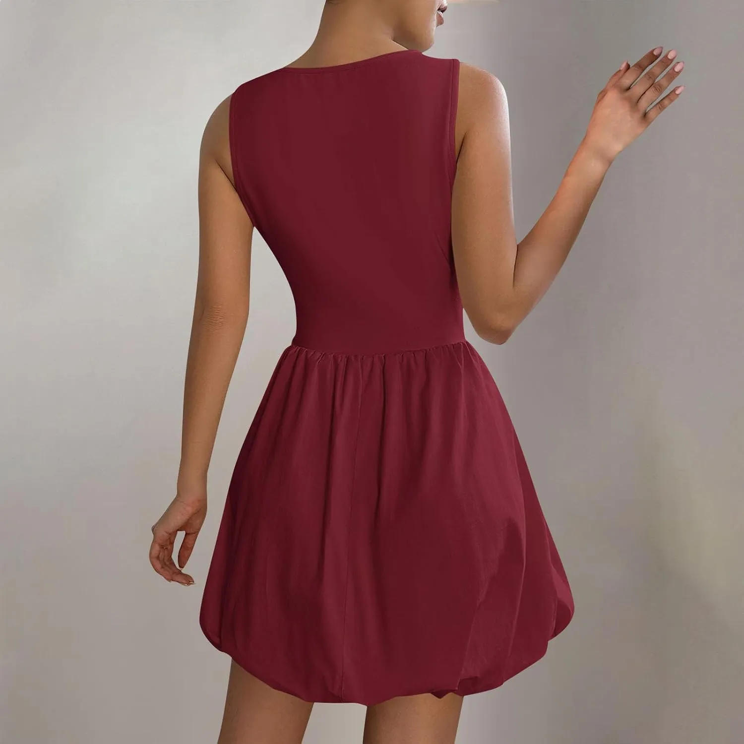 Finelylove Summer Dresses for Women 2025 Tube Strapless Mini Dress Off Shoulder Smocked A Line Ruffle Flowy Party Dresses