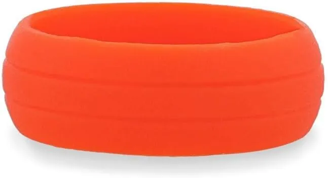 FIRE Dual Groove Silicone Ring for Men and Women Orange Comfort Fit 8mm