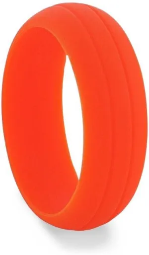 FIRE Dual Groove Silicone Ring for Men and Women Orange Comfort Fit 8mm