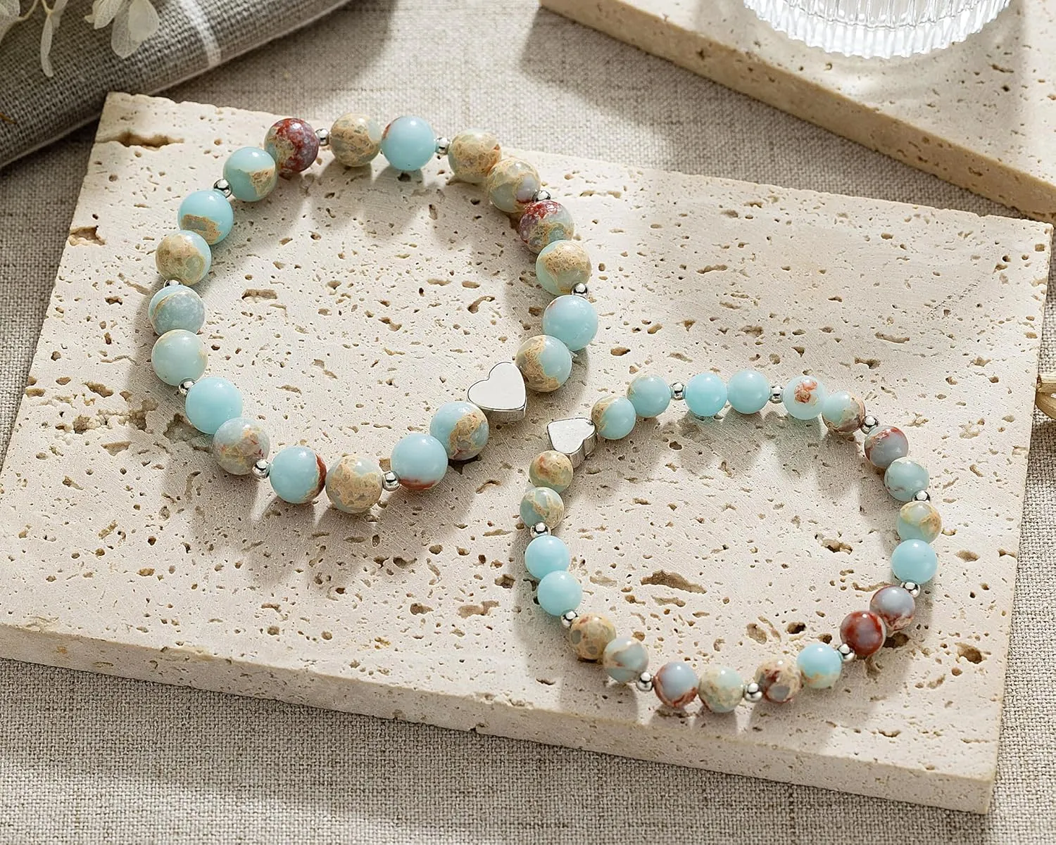 First Day of School 1-5 Grade Mommy and Me Bracelets, Back To School Gifts, Heart Beaded Mom and Daughter Bracelets, Mother Daughter Bracelets set for 2 One big and one small bracelet