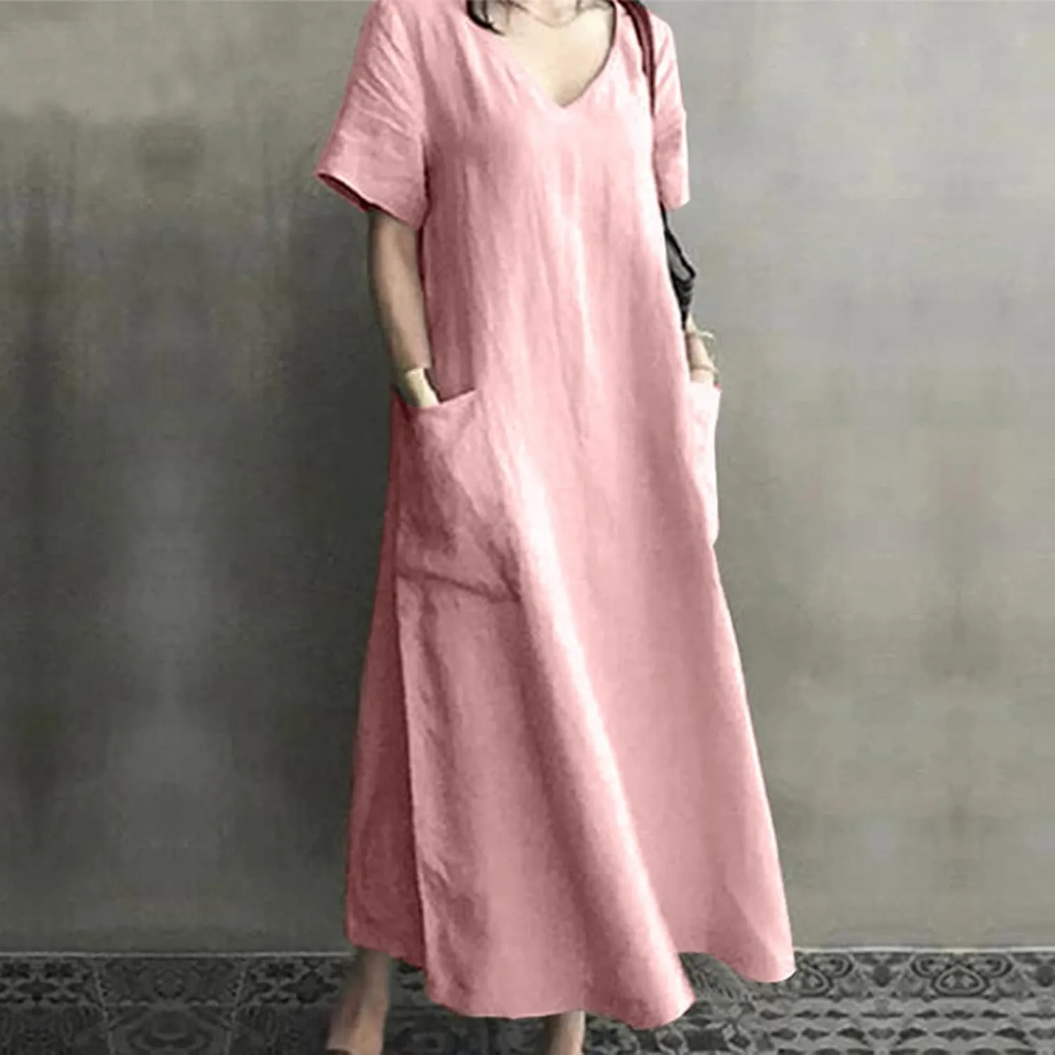 Firzero Womens Casual Tank Dress 2024 Summer Crewneck Sleeveless Sundress Cotton Linen Long Dresses Flowy Maxi Beach Dress