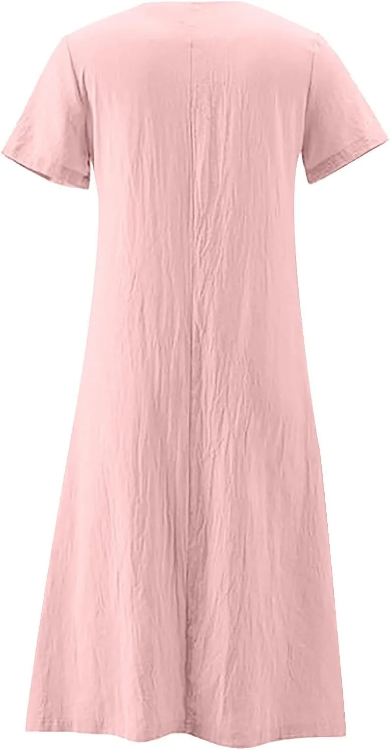 Firzero Womens Casual Tank Dress 2024 Summer Crewneck Sleeveless Sundress Cotton Linen Long Dresses Flowy Maxi Beach Dress