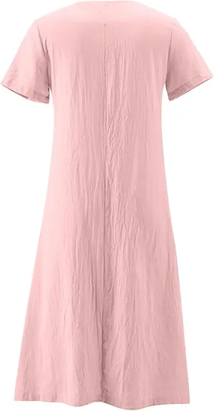 Firzero Womens Casual Tank Dress 2024 Summer Crewneck Sleeveless Sundress Cotton Linen Long Dresses Flowy Maxi Beach Dress