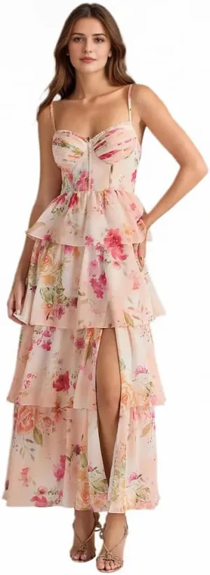 Floral Bridesmaid Dresses Floral Prom Dresses for Women 2025 Long Chiffon Formal Evening Gowns HGR106