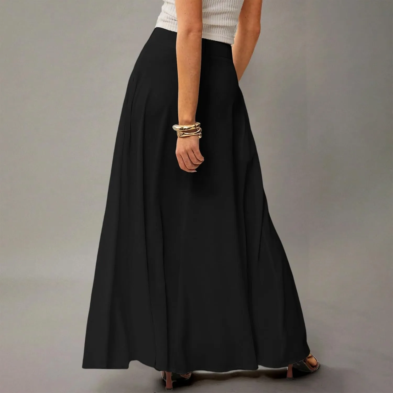 Floral Maxi Skirts for Women Trendy Summer Casual Flowy High Waisted Plus Size Long Boho Work Skirt with Pockets