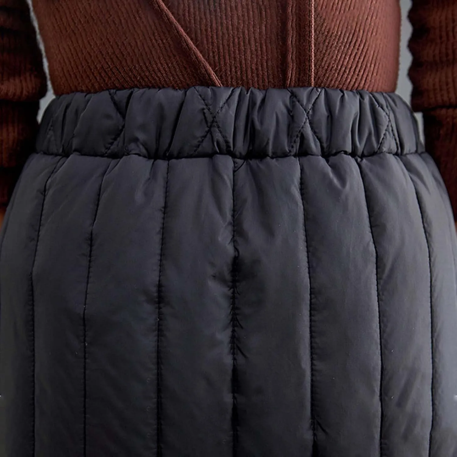 Flowy Skirt Women Women's Padded Midi Skirt with Side Zipper and Flared Hemline for Warmth and Style in Winter