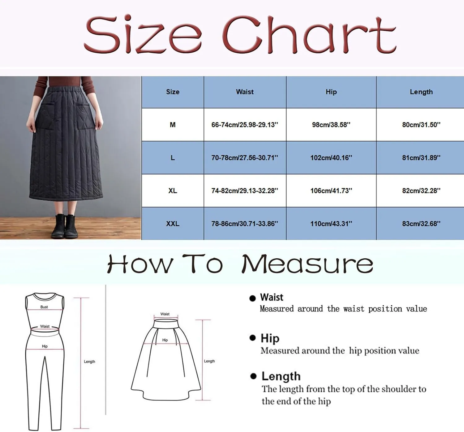 Flowy Skirt Women Women's Padded Midi Skirt with Side Zipper and Flared Hemline for Warmth and Style in Winter
