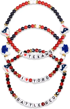 FOCO Houston Texans NFL 3 Pack Team Friendship Bracelet