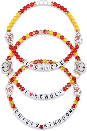 FOCO Unisex Adult NFL Team Logo Officially Licensed 3-Pack Beaded Friendship Bracelet, Gems